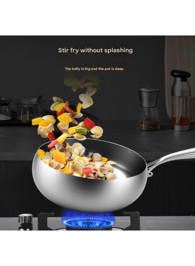 Bukela Titanium Hammered Pan with Lid, Thickened Multi-Layer Stock Pot, Titanium Wok Pan, Scratch-Resistant Non Stick Titanium Frying Pans, Even Heating for Cooking,9.44in/lid - Image 2